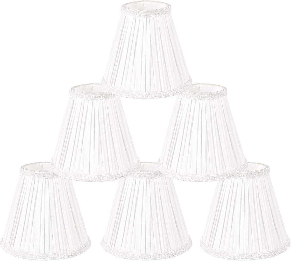 Small Clip-On Lamp Shades for Standard Bulbs, Ivory White, 6-Pack